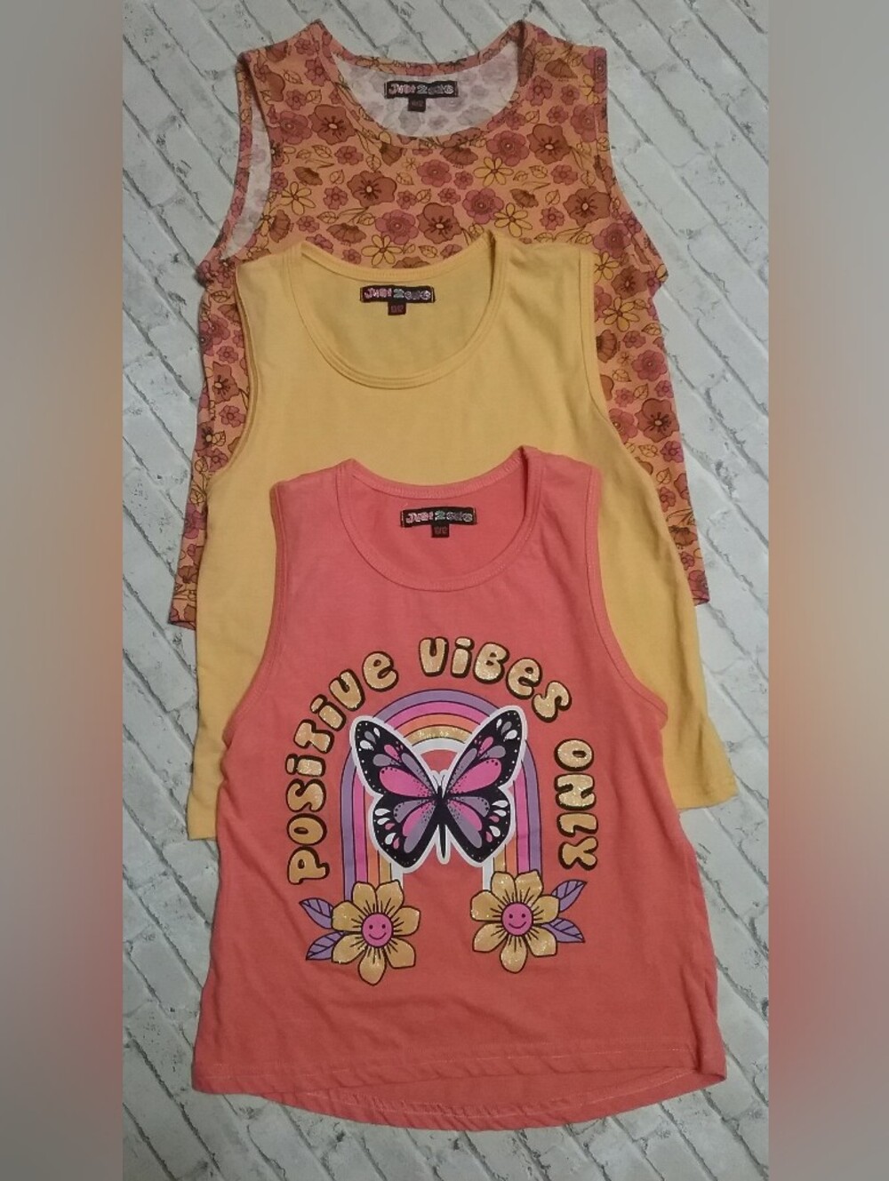 Girls Tank Top 3pc Set with Butterfly Graphic 10/12